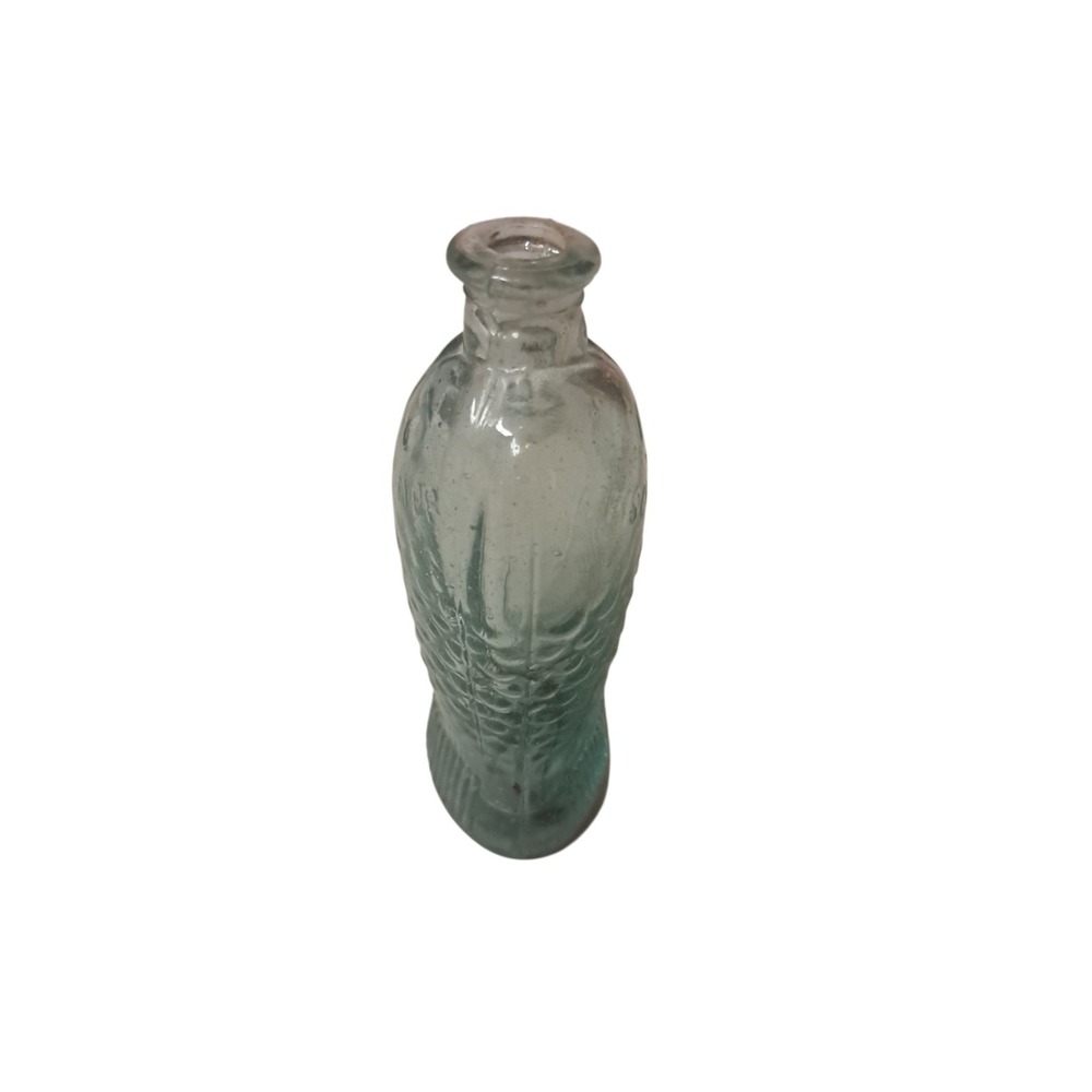 Light‎ Turquoise Aqua Blue Glass Fish Bottle Bitters Fischs Missing Cork